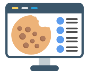 website cookies Graphic of Website and Cookies. The page tells about the cookie policy from Campground Commander.